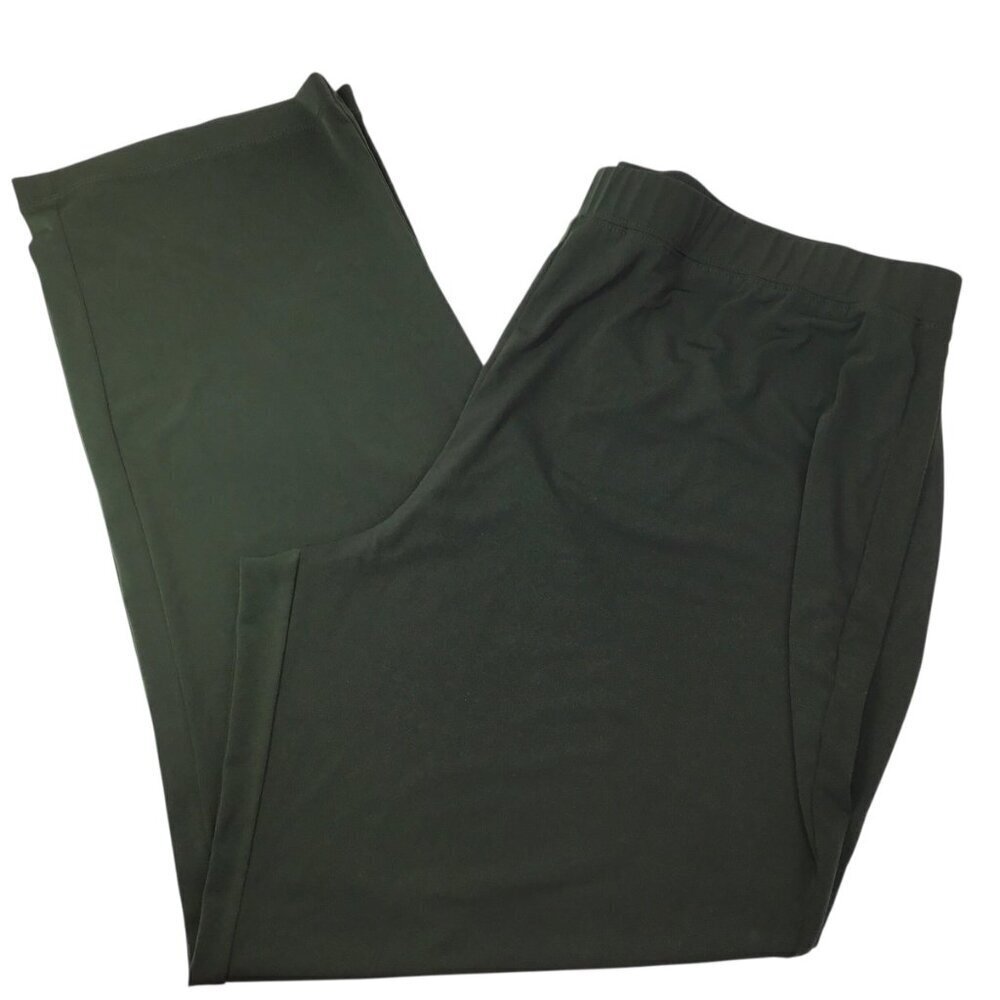 Susan Graver Essentials Liquid Knit Pants XL Pull On Olive Green Elastic Waist
